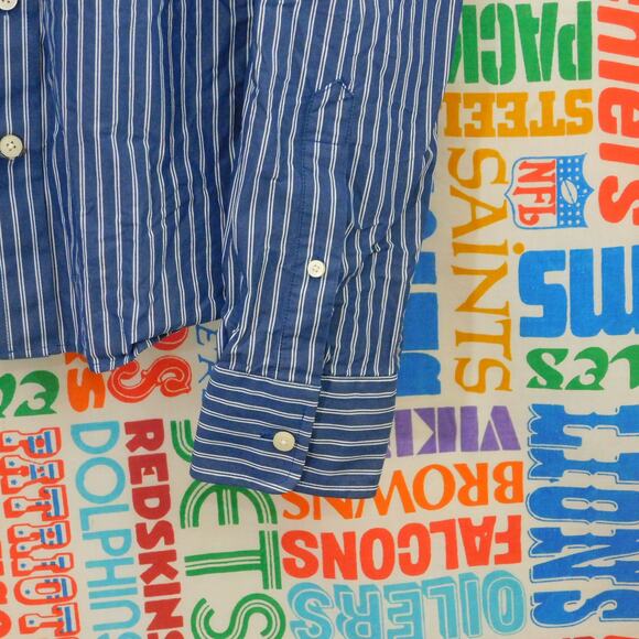 Y2K Striped Abercrombie & Fitch Button Down Shirt Size M Blue White - Picture 5 of 6
